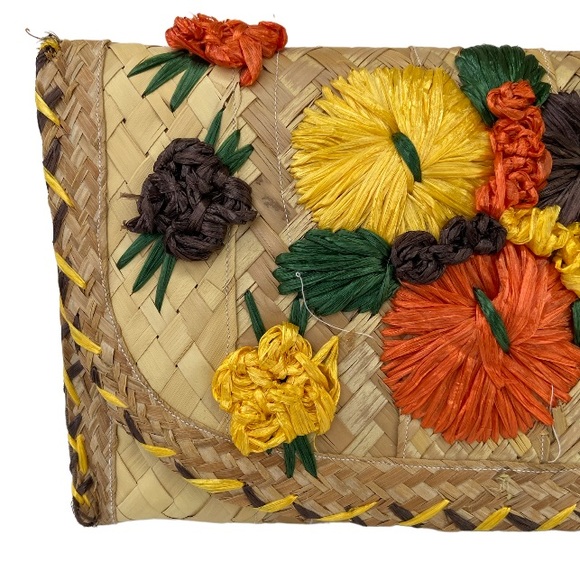 Vintage Floral Straw Clutch Bag - Picture 7 of 10